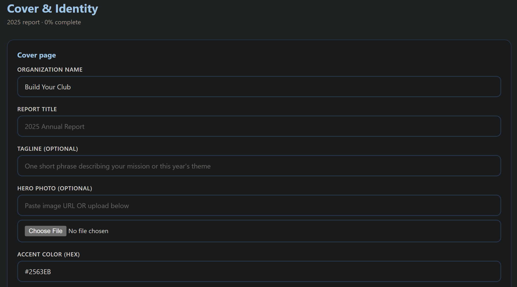 Annual Report builder
